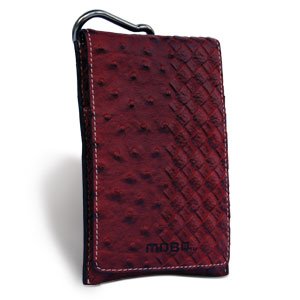 Brown Amazonia leather cell phone bag with carabiner for Blackberry, HTC Incredible, Aria, Legend, Desire, iPhone, Motorola Droid
