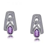 New Violet Oval Shape Amethyst Sterling Silver 925 Sterling Stud Earrings