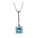 14k White Gold Round Swiss Blue Topaz and Diamond Drop Pendant, 17