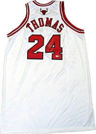 Tyrus Thomas Autographed / Signed White Game Used Chicago Bulls Basketball Jersey