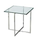 Adesso Lighting HX1127-22 Glacier End Table, Satin Steel