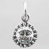Tiny Sterling Silver Smiling Sun Face Charm, #9888