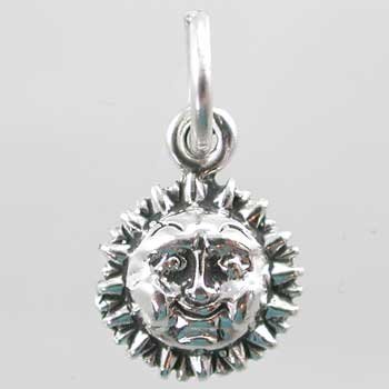 Childrens Toyshop  Jewelry : Tiny Sterling Silver Smiling Sun Face Charm, #9888