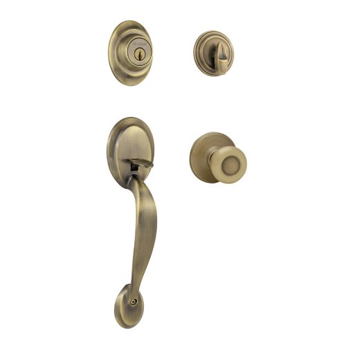 Kwikset 687DAxT 5 CP Maximum Security Dakota Lever Combo Kit, Antique Brass