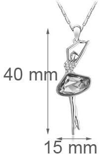 Everbling Ballet Dance Girl Ballerina Dark Blue Swarovski Elements Crystal Pendant Necklace 18"