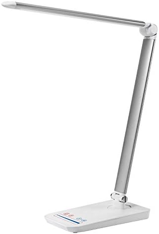 LED Desk Lamp,HMOMI LED Desk Lamp Flexible Neck Dimmable Table Lamps with Touch-Sensitive Control office Lighting for Working and Reading,12-Level Dimmer 1 Minutes Off Timer & USB Charging Port, No Flickering No Ghosting Energy Saving & Security, Silver