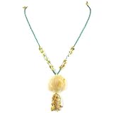 Irridecent Yellow Jade Stone Lotus And Beads - Turquoise Woven Adjustable Necklace