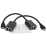 HDMI Extender over Cat5e or Cat6 Cables - Up To 30 Meters (98 Feet) - Fixed 10 HDMI Cables ARE Included - Cat5e or Cat6 Cables NOT Included