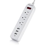Poweradd 3-Outlet Power Strip 6ft Extension Cord with 3 Smart USB Ports