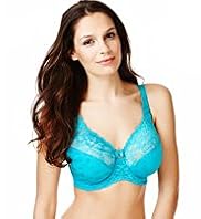 Floral Jacquard Lace Underwired DD+ Bra