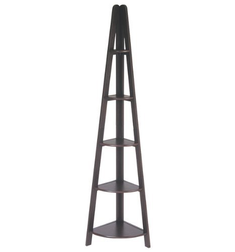 Espresso/Cappuccino Collection Corner Ladder Bookcase On Sale