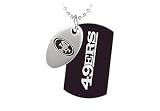 Stainless Steel San Francisco 49ers Team Name and Logo Double Dog Tag Pendant with chain - 45.50MM X 26.00MM