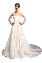 A-line Strapless Natural   Waistline Floor Length Taffeta Lace Beaded  Dress with a Chapel Train 