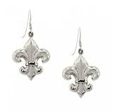 New Sterling Silver Fleur-de-lis Dangle Earrings