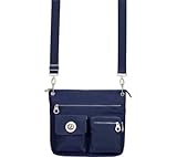 baggallini Women's BSYS498 Big Sydney Fabric Handbag,Navy Blue/Leaf Green Crinkle