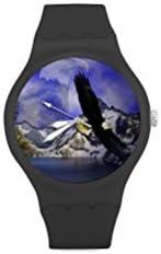 Special Design American Pride the Bald Eagle Pattern, Cool Eagle Custom Unisex Round Rubber Sport Watch, Special Design, 100% Plastic Quartz