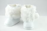 White Fur Pom Pom Boots for American Girl Dolls and Most 18 Inch Dolls