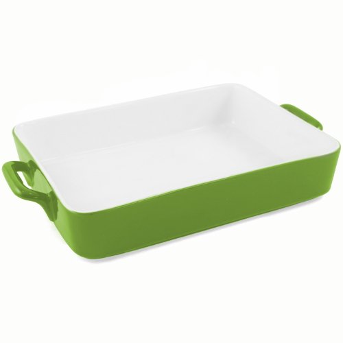 Green Ceramic 13 Inch Rectangular Casserole Dish