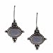 Sterling Silver Oval Genuine Blue Lace Agate Stone Bali Bead LeverBack Lever Back Earrings
