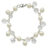 Silver-tone Cultura Glass Pearl & Crystal Multi-drop 7.25 Bracelet - BF343