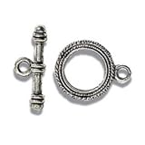 Impex Jewellery Findings - Toggle & Clasp Antique Silver Effect, 18mm approx, pk of 3