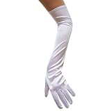 White Satin Gloves (Opera Length) ~ Great for Formal, Wedding, Theatrical, Costume Party (STC12086)