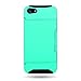 CoverON® Hybrid Dual Layer Case with Credit Card Holder for Apple Iphone 5S / 5 - TEAL Hard BLACK Soft Silicone