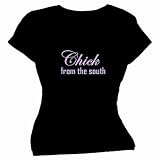 Flirty Diva Tees Woman's SoftStyle T-Shirt-Chick from the South-Black-Pink Pearl ~ Flirty Diva Tees