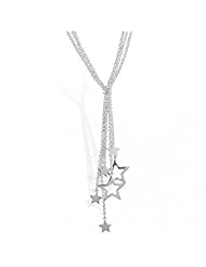 Bling Jewelry Patriotic Sterling Silver Open Star Lariat Necklace