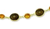 14K Yellow Gold Citrine and Smokey Topaz Necklace - 17 - Oro Gemma Collection