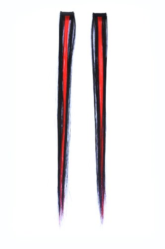 Hair Extensions Black Red Stripe  