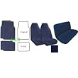 A Set of 2 Universal Fit High Back Scottsdale Pattern Front Bucket Seat Cover, A Set of 4 Universal Fit Plush Carpet Floor Mats for Cars and One Universal Fit Scottsdale Rear / Bench Seat Cover - Navy