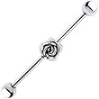 Surgical Steel Sterling Silver Rose Industrial Barbell Earring