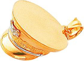 14K Two Tone Gold 3-D Policeman Hat Pendant