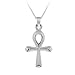 Sterling Silver Ankh Cross Pendant w/ Rolo Chain, 18