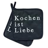 Produkt-Bild: Topflappen 2er Set Poesie et table 'Kochen ist Liebe' von R&auml;der 8690