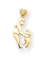 14k VS Diamond Mother holding child pendant Diamond quality VS (VS2 clarity, G-I color)
