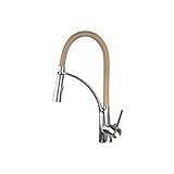 Rozin 暗ピンク クロームメッキ 台所用 蛇口 混合栓 プルアウトスプレーノズルをキッチン用 じゃぐち