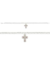 Black Hills Gold Sterling Silver Cross Charm Bracelet