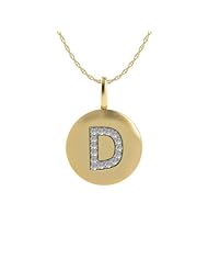 D Letter Initial Necklace Pendant in 14K Yellow Gold and Diamond by Proposition Love