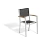 Oxford Garden Travira Aluminum and Teak Armchair, Black Sling, 4-Pack