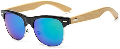 Ralinks Retro Clubmaster Classic Wood Square Half Frame Horn Rimmed Wayfarer Aviator Sunglasses UV400