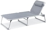 Produkt-Bild: Design Sonnenliege 200x67x35cm anthrazit (faltbar, bequem, extra breit, mit Kopfkissen, sehr stabil)