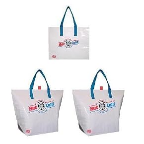 Insulated Reusable Tote Bags, White Color, 3 Pack
