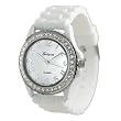 Geneva Platinum CZ Accented Silicon Link Watch, Large Face