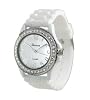 Geneva Platinum CZ Accented Silicon Link Watch, Large Face