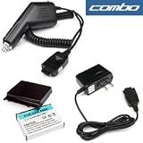 3 Pieces Value Combo Of Samsung MM-A900 Extended Lithium-Ion Battery w/ Door + Vehicle Power Car Charger with IC Chip + Home Wall Travel Ac Battery Charger