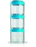 BlenderBottle GoStak Twist n' Lock Storage Jars, 100cc 3-Pak, Aqua