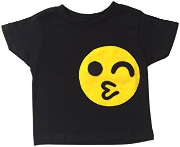 Emoji Toddler Shirt - Black Handmade Felt Appliqued - 4T