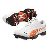 Puma Ace 2 Golf Shoes - Mens Wide White/Vibrant Orange